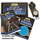  Astronomy with a Telescope Explorers tool set (3x guide books and Compass)